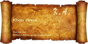 Khon Anna névjegykártya